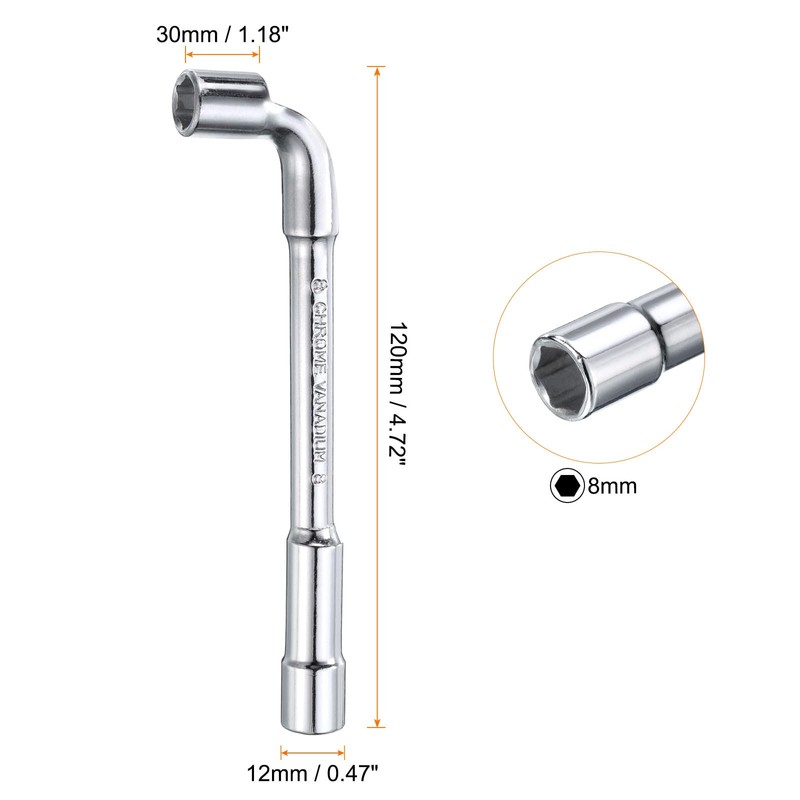 HARFINGTON L Shaped Angled Hex Socket Wrench 8mm High Carbon
