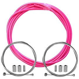cyclingcolors Brake Cable Cover Bowden Cable Brake Cable Covers 5 mm with Brake Cable Brake Cable Housing Bicycle MTB Road Bike City Oldtimer, Pink Fluo