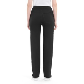 QBK Yoga Scrub Pants Women Mid Rise Yoga Work Pants- Five Pocket Cargo Scrub Pant (Medium, Black-Petite)