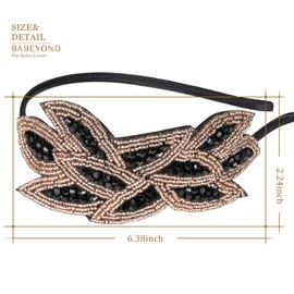 BABEYOND Art Deco Headpiece Flapper Headband 1920s Headpiece Black Rhinestone Headband for Women (Gold and Black)