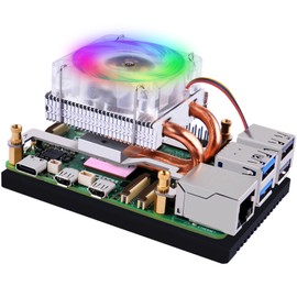 GeeekPi Low-Profile CPU Cooler for Raspberry Pi 5, 4-Pin Fan with Aluminum Heatsink for Raspberry Pi 5 8GB 4GB