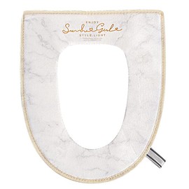 Duoduo Toilet Seat Cover with Zipper, Washable Standard Toilet Lid Cover with Handle, Soft Thicken Warm Cover Pad Cushion for Bathroom, Fits All Elongated (Oval) Toilet Seats (White)