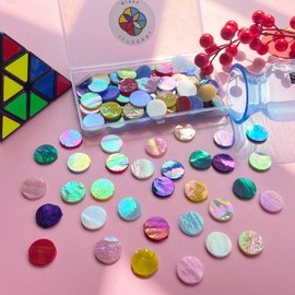 ILLUCKAI 3/4" Iridescent Round Glass Mosaic Tiles for Crafts, 280g 125pcs Circle Mosaic Glass Pieces, Stained Glass Kit Supplies for Home Decor(Iridescent Mix)