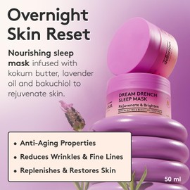 Delhicious Dream Drench Sleep Mask - Hydrating Overnight Face Mask with Kokum Butter & Bakuchiol - Soothing & Brightening - Natural, Vegan, Ayurveda-Inspired Skincare - 50ml