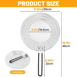 Stainless Steel Splatter Screen for Frying Pan, Collapsible Grease Splatter Guard with Folding Insulated Handle for Fry Pans, Cover Oil Splash from Bacon, Oil or Deep Fryer(SIZE:11.81inch)