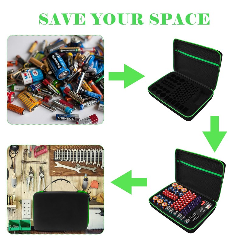stukcaze Battery Organizer Storage Case with Tester for AA AAA