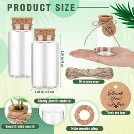 Baderke 48 Pack 3.54'' Plastic Plant Propagation Stations with Hole Lid 4oz Planter Vase Clear Propagation Jars with Thank You Tags for Plant Lover Gifts for Women Office Home Garden