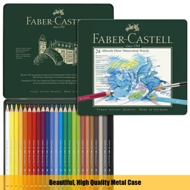 Faber-Castell A4 Watercolour Pad & Tin Of 24 Albrecht Dürer Watercolour Pencils - Art Set For Adult Colouring Books, Craft Supplies, Drawing, Sketching, Lightfast Pencils, Schools, Home, College…