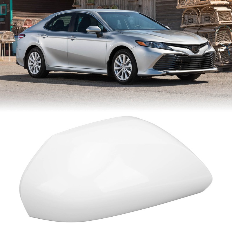 White Side Mirror Cover Unpainted Rearview Outer Door Wing Mirror