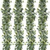 SOMYTING Eucalyptus Garland with White Flowers 4 Packs 5.9Ft Eucalyptus