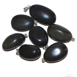 Genuine Gemstone Jewellery Pendant for Men and Women, Tumbled Stone Pendant 925 Silver for a Chain, Stone Pendant, Healing Stone Jewellery (Rainbow Obsidian), Gemstone, Rainbow Obsidian