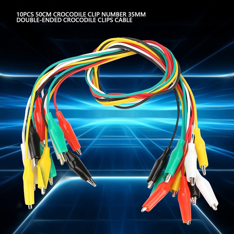 Crocodile Clip Cable, 10pcs 50cm Dual Ended Alligator Clips Test