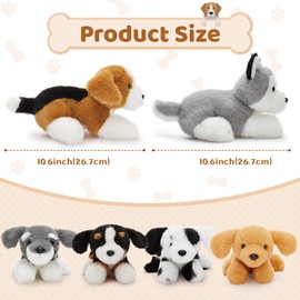 MorisMos 6pcs Dog Teddy Set, 27cm Realistic Dog Soft Toy, Cuddly Fluffy Puppy Plush Toy, Kawaii Stuffed Animal Present for Kids Birthday Easter Deco