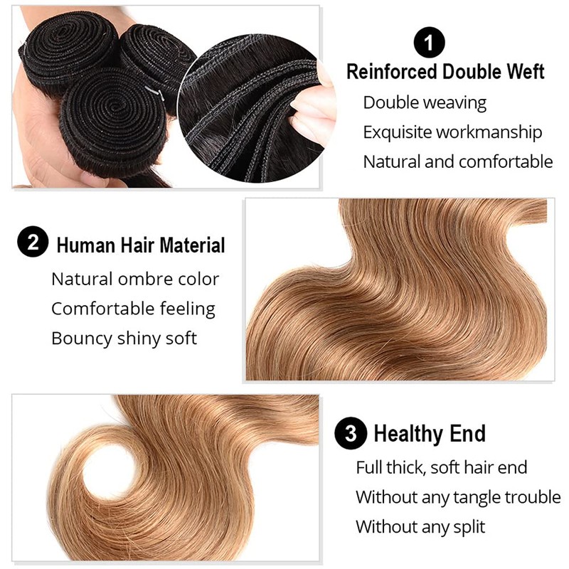 UKSHL J1B27 BB Human Hair Bundles 121416