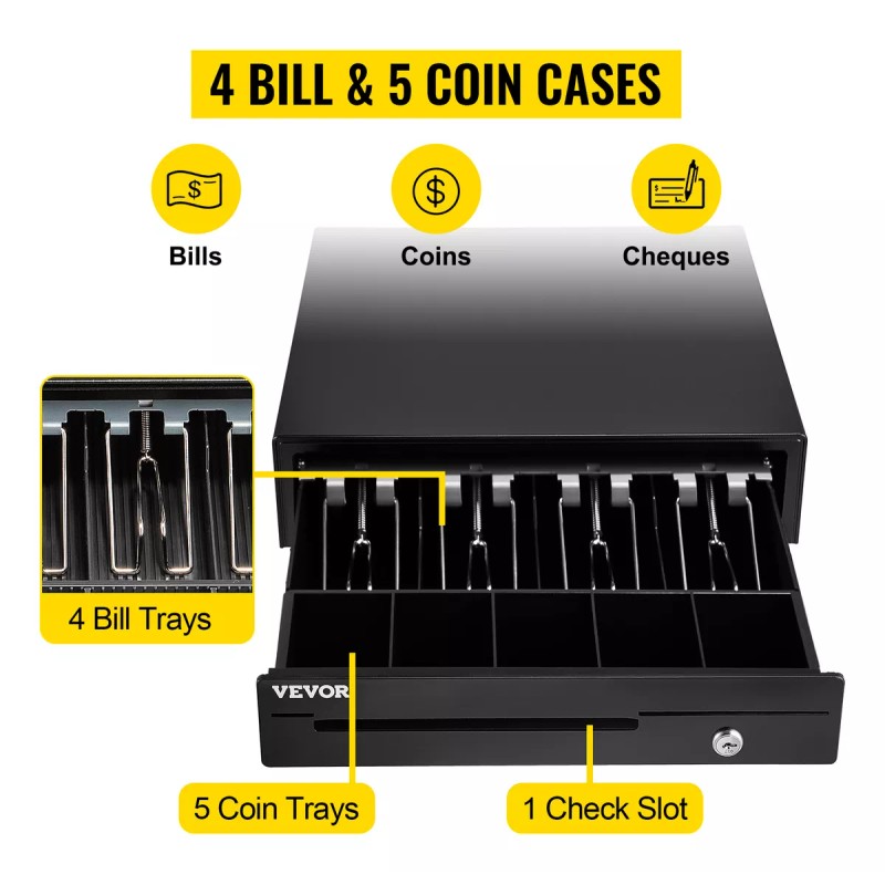 Vevor Punto De Venta /cajon De Efectivo Porta Monedas 13puLG
