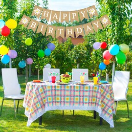 Pudodo Pancarta de yute con temática de margaritas de feliz cumpleaños, primavera, verano, fiesta de cumpleaños, guardería, cocina, manto, decoración de chimenea