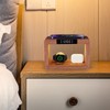 Wooden Bedside Table Lamp with Wireless Charging Station, LED Clock