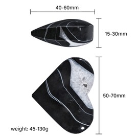 moonsix Black Striped Agate Heart Love Stone Onyx Crystal Pocket Massage Worry Stone for Reiki Healing Home Table Decor