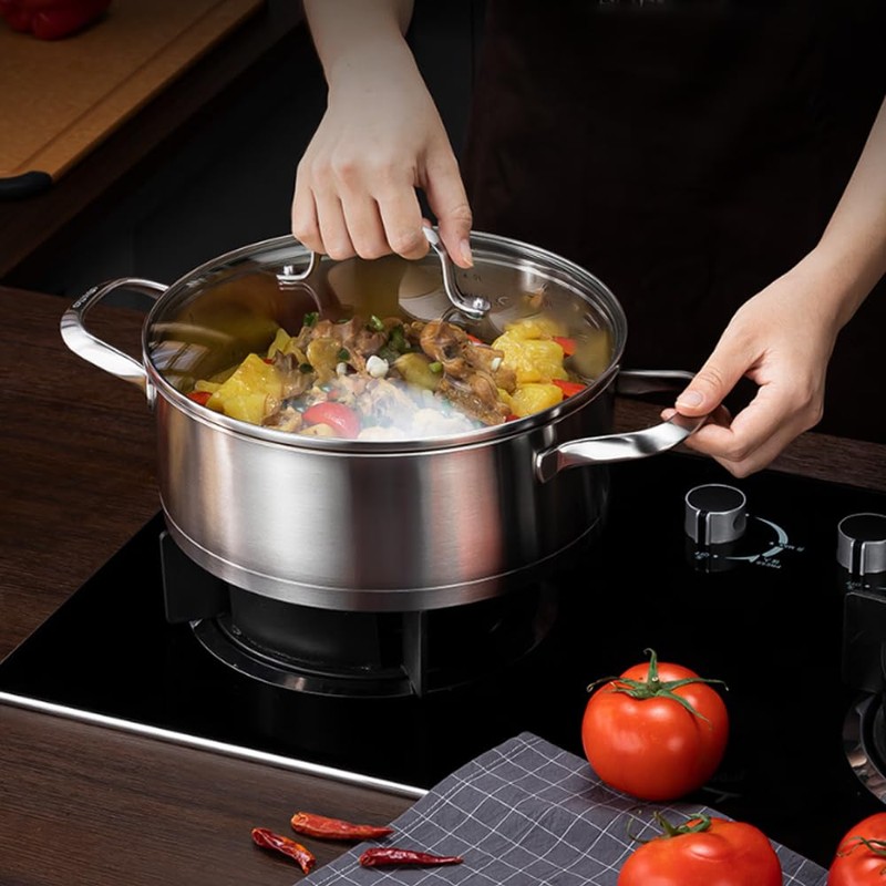 12 InchTempered Glass Lid, Cooking Pot Lid with Stainless Steel
