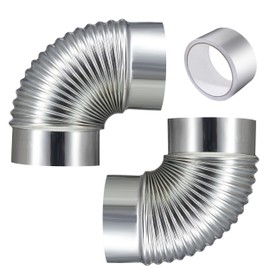 2 Pack 6 Inch Galvanized Iron 90 Degree Elbow Duct Pipe Connectors, HVAC Ventilation Chimney Flue Tube Aluminum Tape Included (6" OD)