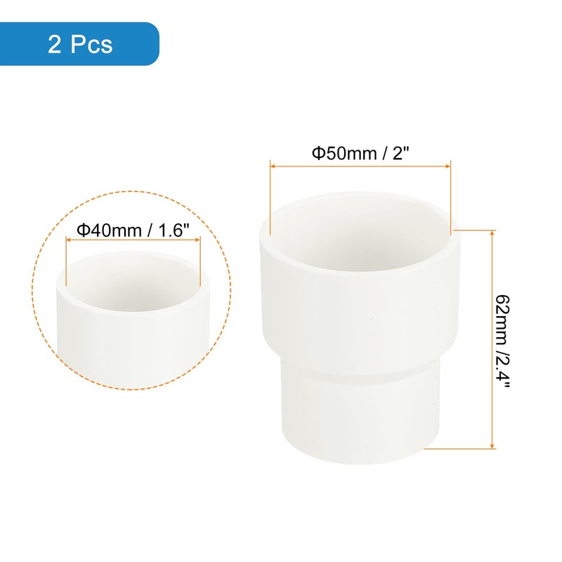 sourcing map 2 Pcs UPVC Reducer Pipe Fitting, 1-1/2"x1-1/4 PVC