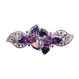 Faship Gorgeous Purple CZ Crystal Heavy Duty Floral Hair Barrette Clip