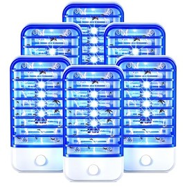 6 Pack Upgraded Bug Zapper Indoor Plug in Powerful UV Fly Zapper Indoor & Mosquito Zapper Indoor Home - Safe, Odorless Flying Insect Trap for Bedroom, Baby Room, Kitchen & Office