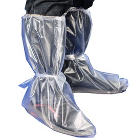 NEOYARDE Disposable Boot and Shoe Covers–Durable Non Slip Protection - 18" Tall Foot Protectors - Water/Skid Resistant Overcover Shoes - 5 Pairs Clear