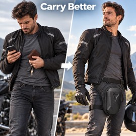 Motorcycle Leg Bag for Riders, Water-Resistant Thigh Pack with Adjustable Straps and Multi-Pocket Storage
