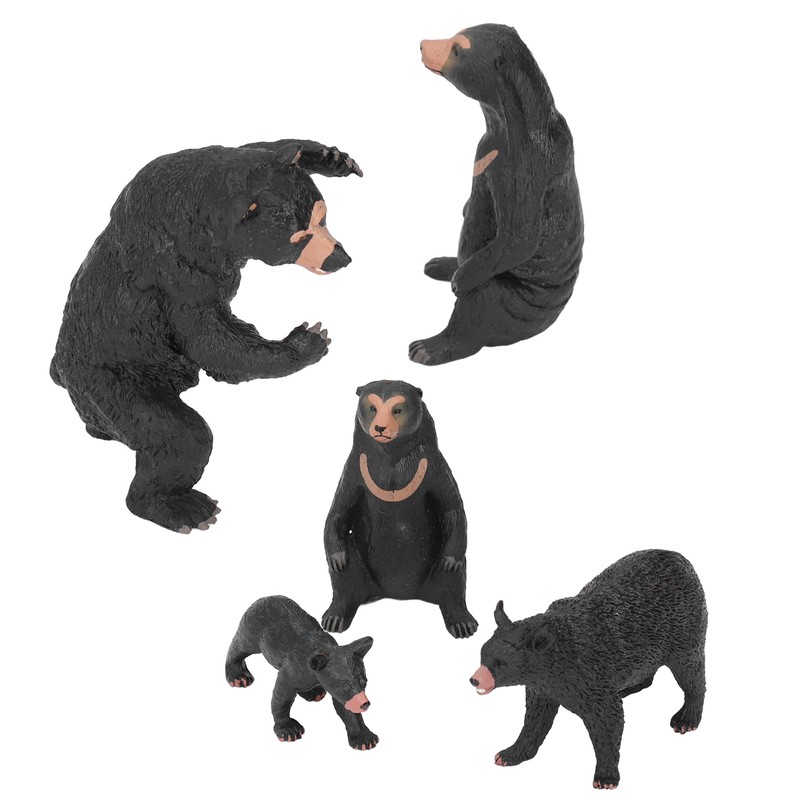 5pcs Black Bear Figure Toys Realistic Wild Animals Bear Action