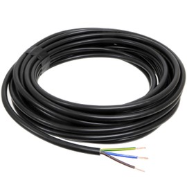 3 Core 1.5mm Black Cable Round 3183Y H05VV-F, for lighting and electrical, flexible, BASEC - 7 Metre Length