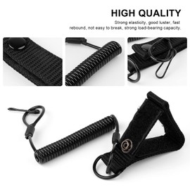 GEBAUM Spiral Key Ring, Black Tactical Lanyard, Elastic Fishing Lanyards, Extendable to 120 cm, Lightweight and Compact, Can Be Used for Hanging Keys, Fishing and Camping, black