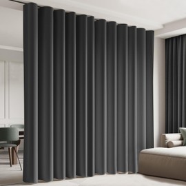 Cbsroro Room Divider Blackout Curtain Track Curtains Wall Dividers Panels Screen for Living Rooms Bedroom Office Privacy Partition Separation, W120 × L120 Inch,1 Panel, Black