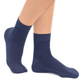 Collections Etc Women's Non-Run Compression Anklet Stockings - 3 Pairs Navy Regular