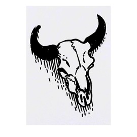 'Bull Skull' Temporary Tattoo - Water Resistant, Skin-Safe, Non-Toxic Transfer (TO00055446)