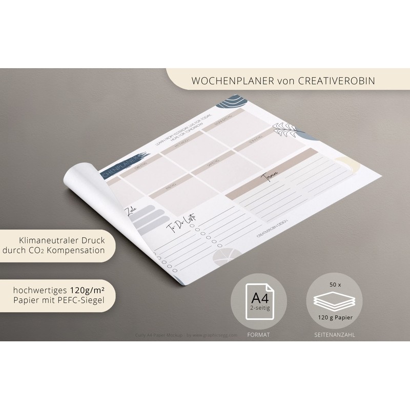 Weekly Planner Pad A4 with 50 Sheets I CreativeRobin