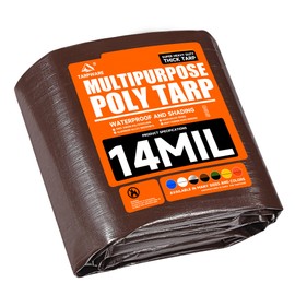 Tarpware 10'x10' Brown/Black Heavy Duty Waterproof Full Size Tarp, Durable Poly Tarpaulin with Grommets&Reinforced Edges, UV Resistant Tarp Cover for Vehicle/Pool Cover/Boat/Tent/Construction site
