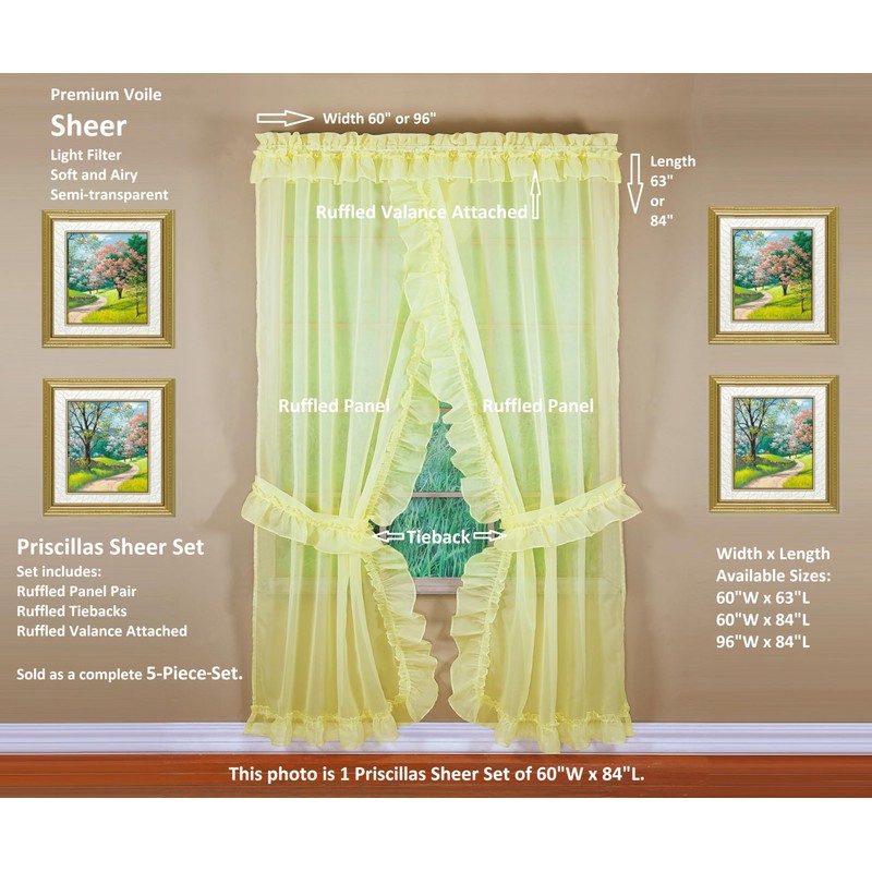 Today's Curtain, Emelia Priscilla Sheer Pair 60" W x 63"