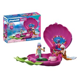PLAYMOBIL | Fantasia e magia | Borsa a forma di conchiglia – sirene | Borsa portatile con 2 sirene | Giocattolo per bambini dai 4 anni in su | 72105