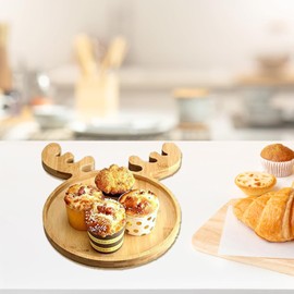 Weihnachtsplatte | Weihnachtsbrett Mit Santa Und Rentier Motiv Für Käseplatten - Wiederverwendbare Servierplatte Für Feste Geburtstag Hochzeit Picknick Abendessen