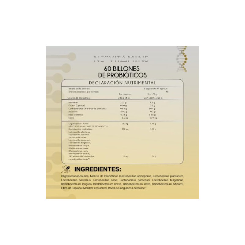 Probiticos 60 Billones UFC 11 Cepas Probiticas Suplemento Digestivo Frmula