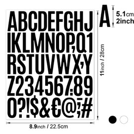 500 Pcs Letter & Number Stickers – 10 Sheets 2 Inch Vinyl Self-Adhesive Large Alphabet & Mailbox Numbers for Posters, Bulletin Boards, Windows, Doors, Crafts, Classroom & Home Decor – Black