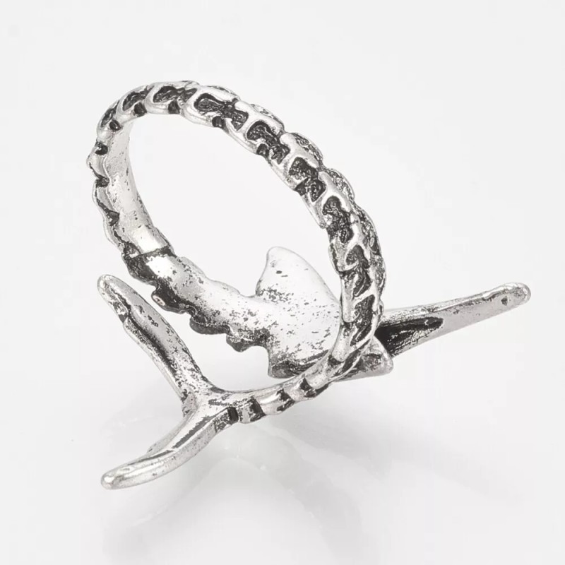 LZD Alloy Cuff Finger Ring Swordfish Antique Silver Size 9