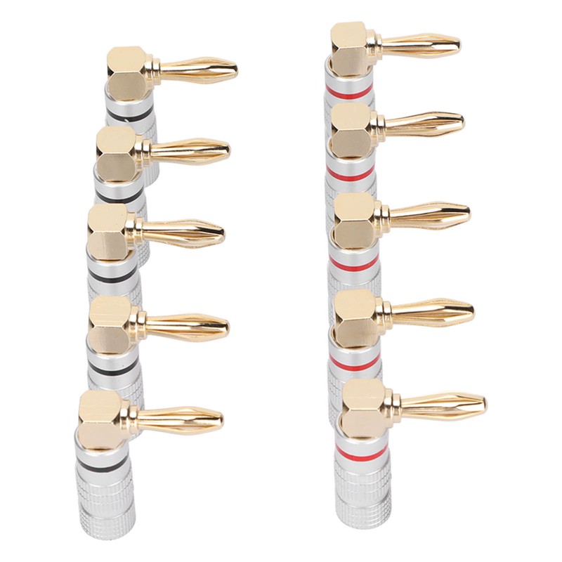 10 Pcs Banana Plugs 24K Copper Gold Plated Aluminum Case