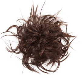 S-noilite Tousled Updo Ponytails Hair Extensions Messy Wavy Ponytail Bun Scrunchies Extension 100% Real Natural Premium Synthetic Hairpiece for Women Girls -1 Piece Medium Brown