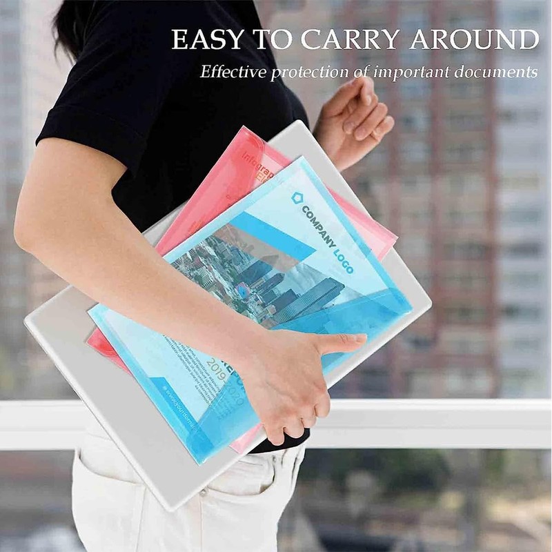 ASYKNM Pack of 6 Clear Document Folders with Press Stud