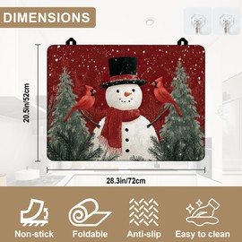 Stove Top Covers for Electric Stove,Christmas Snowman Cardinal Stove Top Protector Thick Rubber Dish Drying Mat for Kitchen Cooking Ceramic Countertop 28 "x 20 "