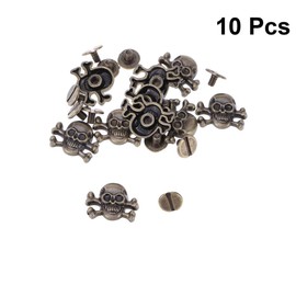 EXCEART 10 Pieces Skull Head Rivets Spikes Metal Screw Back Leather Punk Rivets for DIY Crafts Leather Supplies Purse Clothing Decor (Bronze)