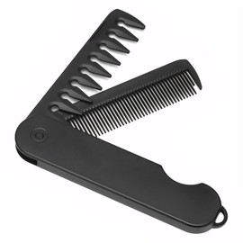 YGMXZL 2-in-1 Taschenhaarbürste und Kamm – feine/breite Zähne für Herrenbart, Damenhaarstyling | Faltbares Reisezubehör | Friseur-Grade-Pflegeset