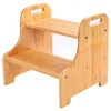 VaeFae Bamboo 2 Step Stool with Non-Slip Step Treads and